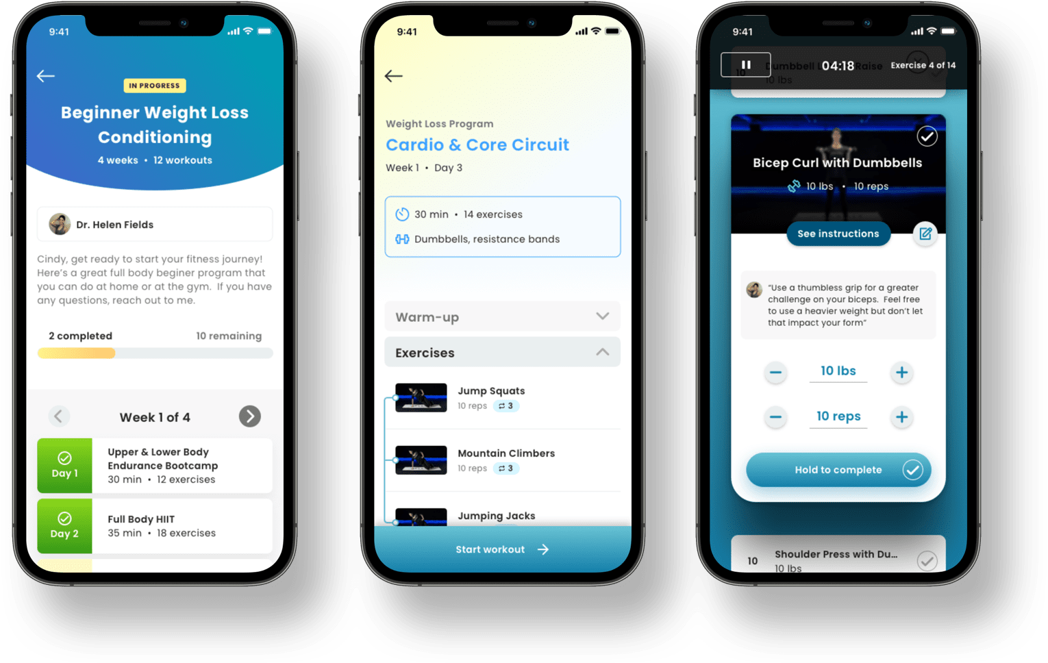 Multiple phone screens displaying the new Connected Training feature